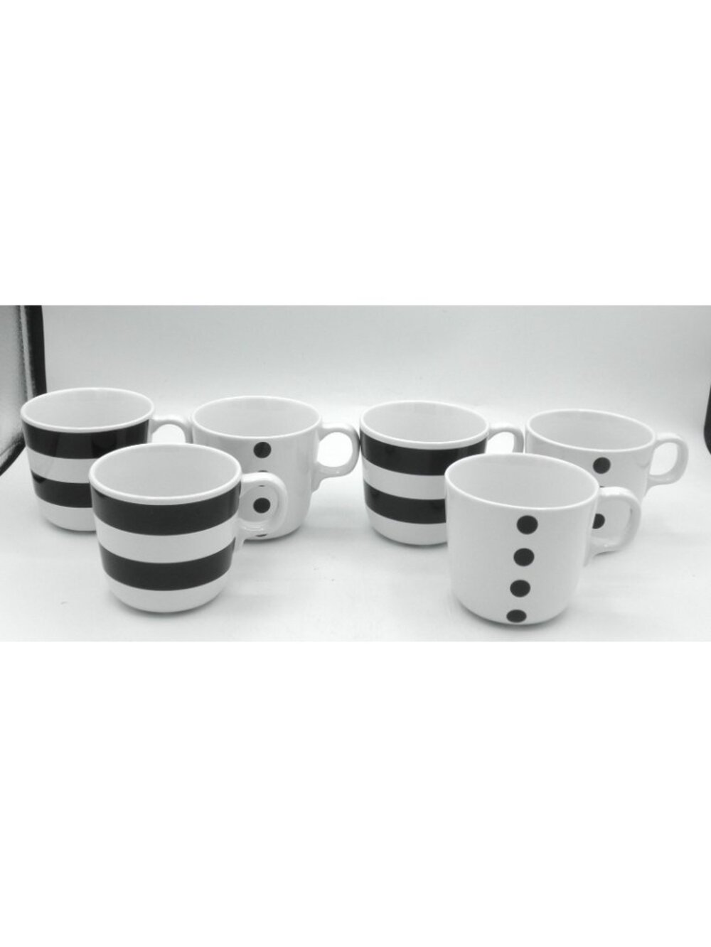 Tickar by IKEA White with Black Dots Stripes Mug Set of 6 Pattern IK TIC - Picture 10 of 10